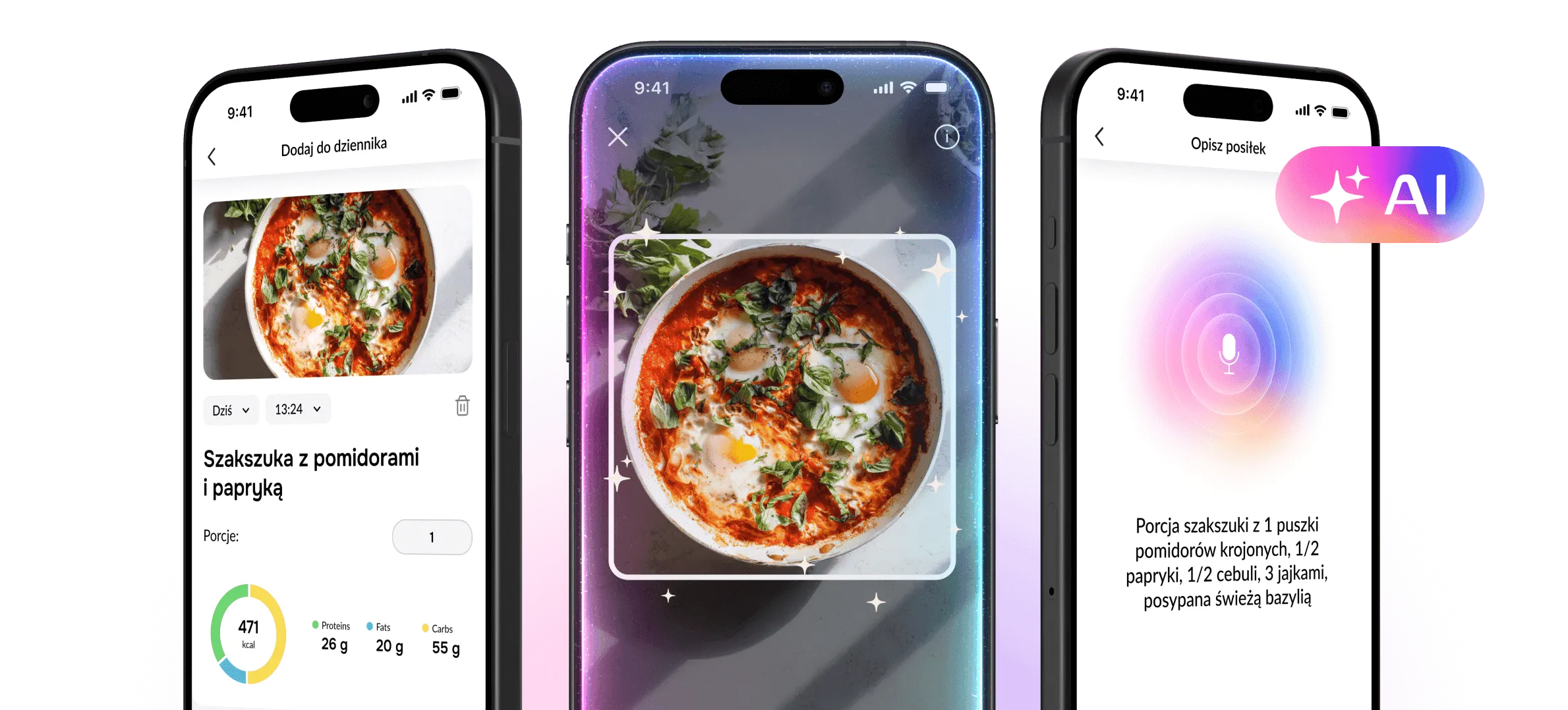 AI kalkulator kalorii OXY ze skanowaniem zdjęcia posiłku i automatycznym rozpoznawaniem składników