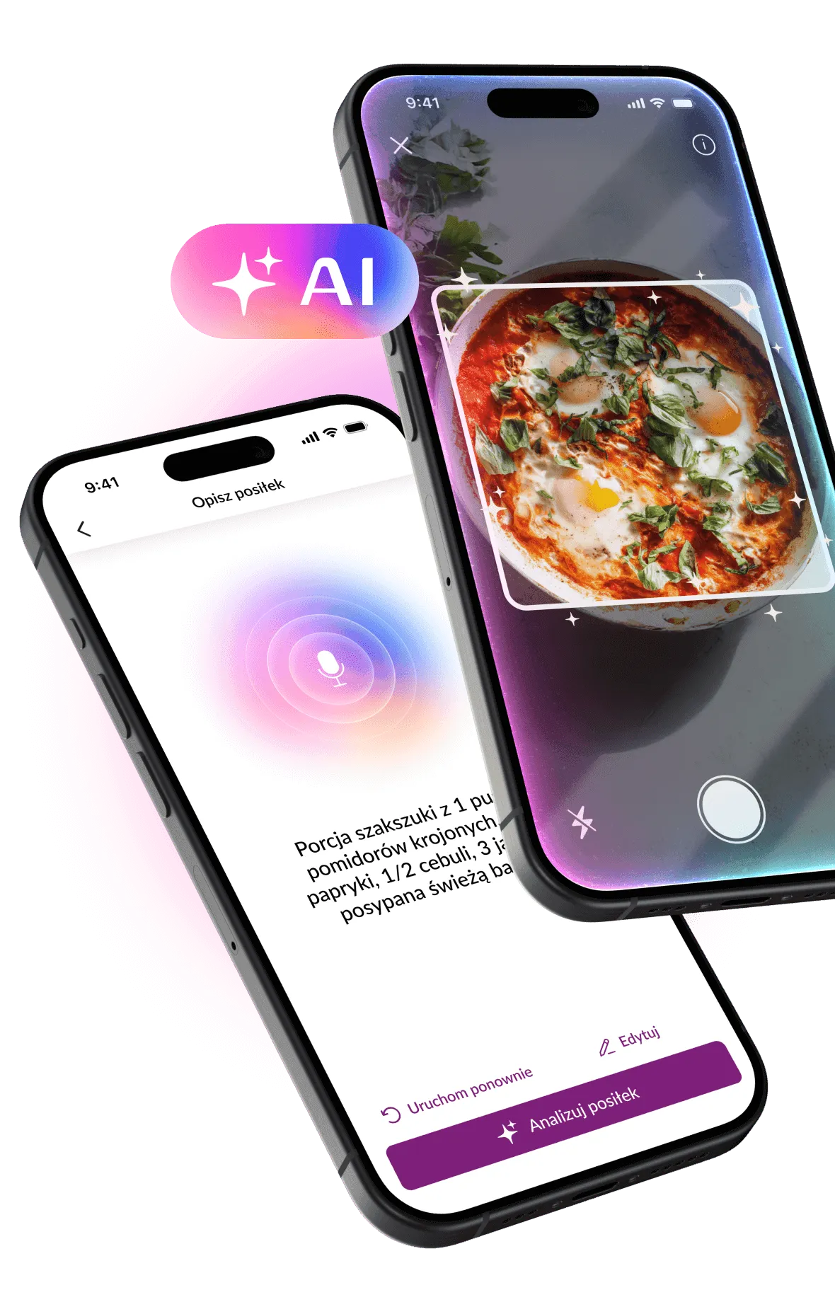 AI kalkulator kalorii OXY ze skanowaniem zdjęcia posiłku (wersja mobilna)