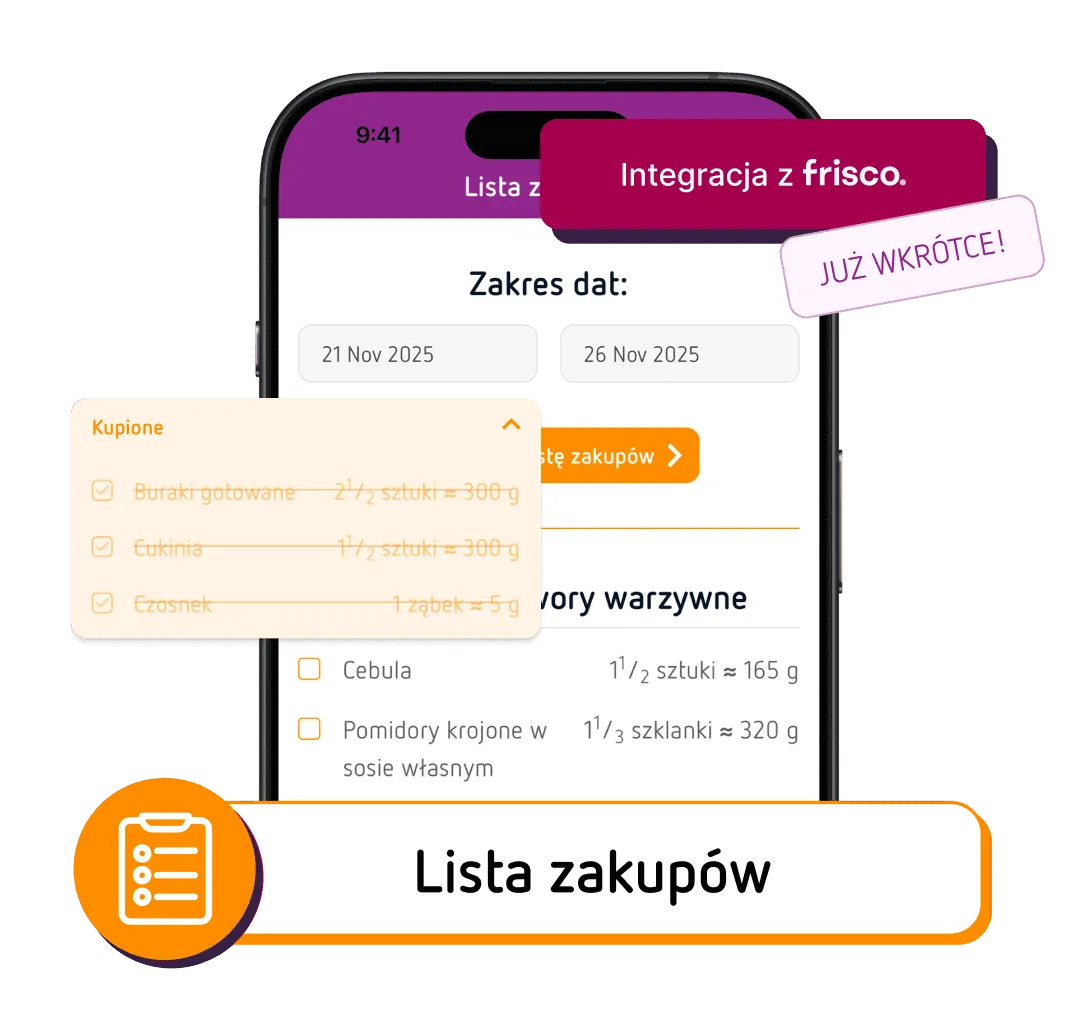 Ekran listy zakupów w aplikacji OXY (wersja mobilna)