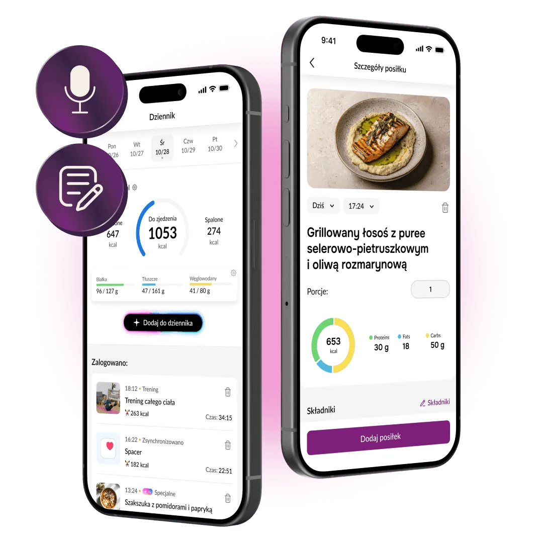 Przegląd funkcji aplikacji OXY — ekrany z dietą, treningami, balansem i relaksem