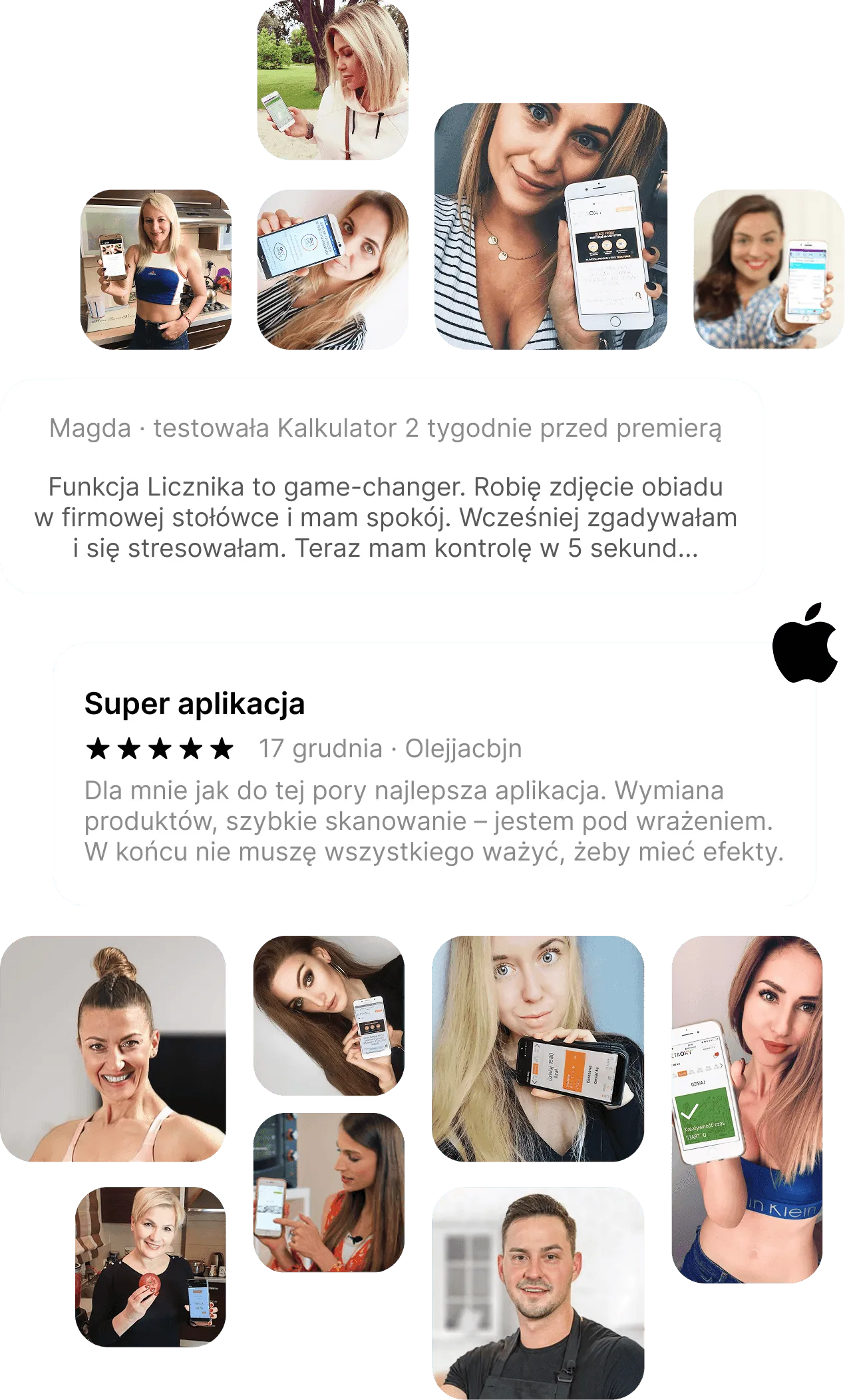 Sekcja opinii użytkowniczek Diety OXY (wersja mobilna)