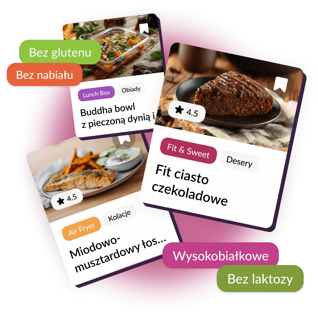 Ekran Księgi Smaków w aplikacji OXY z kategoriami przepisów i zdjęciami dań