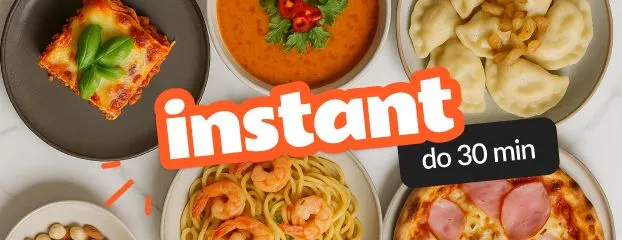 Posiłki diety Instant OXY — lasagne, pierogi, makaron z krewetkami, czas przygotowania do 30 minut